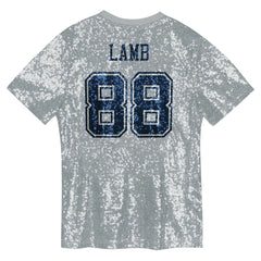 CeeDee Lamb Dallas Cowboys Girls Youth Sequin V-Neck Fashion Jersey Silver - NFL