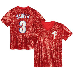 Bryce Harper Philadelphia Phillies Juniors Name & Number Sequin V-Neck Top Sale