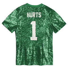 Jalen Hurts Philadelphia Eagles Girls Youth Sequin V-Neck Fashion Jersey Kelly Green - NFL