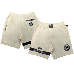 NBA - Brooklyn Nets NBA x Two Hype Unisex Culture & Hoops Premium Classic Fleece Shorts - Cream