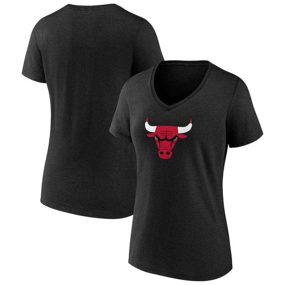 NBA - Chicago Bulls Women's Primary Logo V-Neck T-Shirt - Black