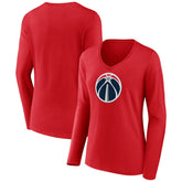 NBA - Washington Wizards Women's Primary Logo Long Sleeve V-Neck T-Shirt - Red