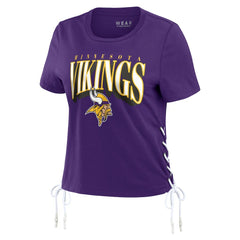 Minnesota Vikings WEAR by Erin Andrews Women's Lace Up Side Modest Cropped T-Shirt Purple - NFL