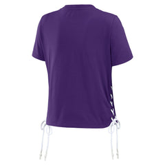 Minnesota Vikings WEAR by Erin Andrews Women's Lace Up Side Modest Cropped T-Shirt Purple - NFL