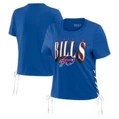 Buffalo Bills WEAR by Erin Andrews Women's Lace Up Side Modest Cropped T-Shirt Royal - NFL