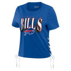 Buffalo Bills WEAR by Erin Andrews Women's Lace Up Side Modest Cropped T-Shirt Royal - NFL
