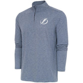 Tampa Bay Lightning - Antigua White Logo Hunk Quarter-Zip Pullover Heather Navy