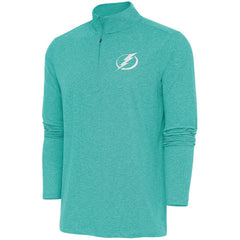Tampa Bay Lightning - Antigua White Logo Hunk Quarter-Zip Pullover Heather Aqua