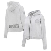 NBA - Brooklyn Nets Pro Standard Women's Triple Tonal Full-Zip Hoodie - Heather Gray