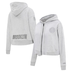 NBA - Brooklyn Nets Pro Standard Women's Triple Tonal Full-Zip Hoodie - Heather Gray