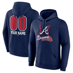 Atlanta Braves Personalized Name & Number Fastball Pullover Hoodie Online