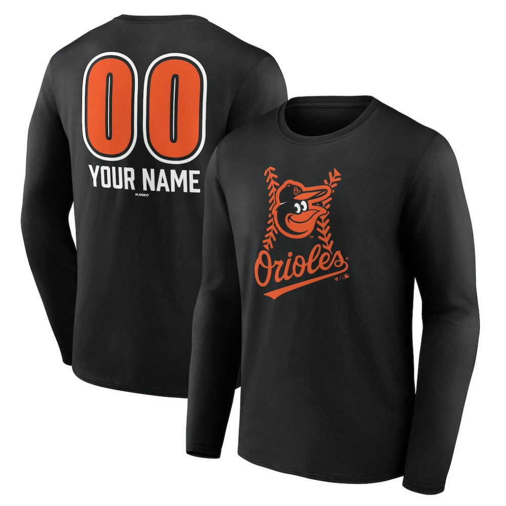 Baltimore Orioles Personalized Name & Number Fastball Long Sleeve T-Shirt for sale