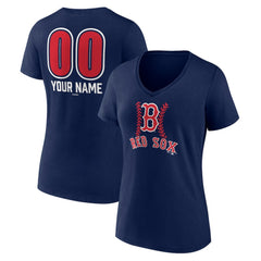 Boston Red Sox Women's Personalized Name & Number Fastball V-Neck T-Shirt On Sale