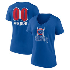 Chicago Cubs Women's Personalized Name & Number Fastball V-Neck T-Shirt Clearance