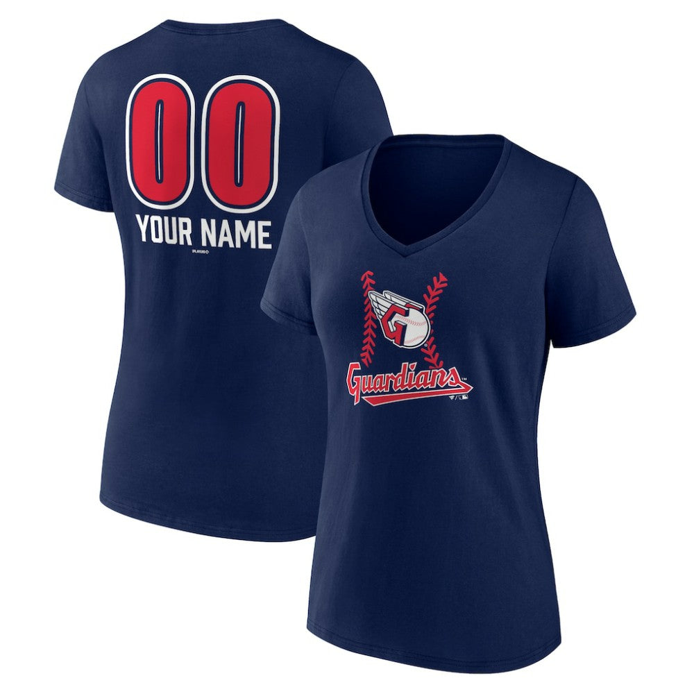 Cleveland Guardians Women's Personalized Name & Number Fastball V-Neck T-Shirt On Sale