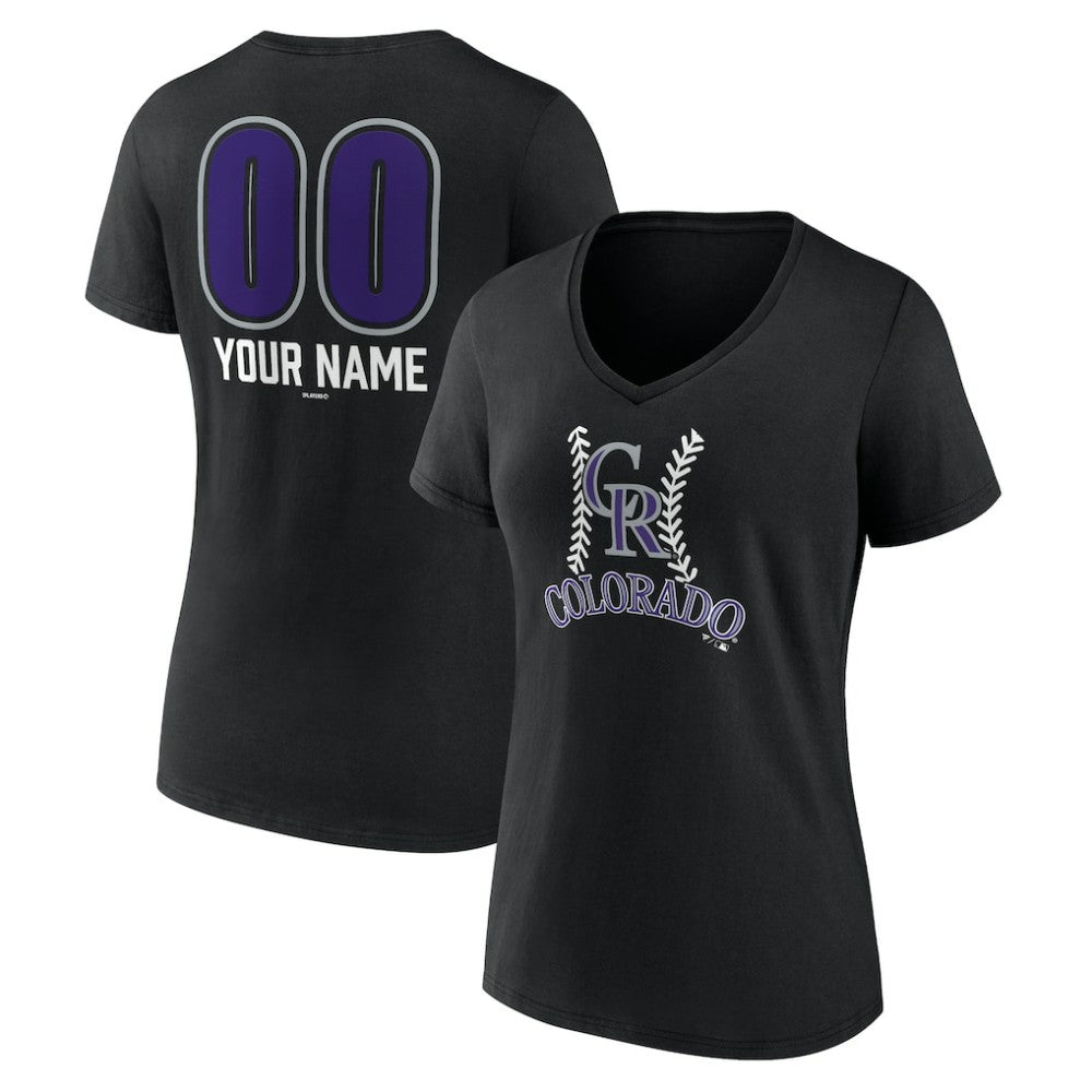 Colorado Rockies Women's Personalized Name & Number Fastball V-Neck T-Shirt for sale
