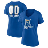 Kansas City Royals Women's Personalized Name & Number Fastball V-Neck T-Shirt On Sale