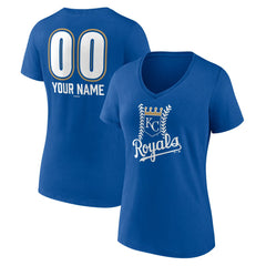 Kansas City Royals Women's Personalized Name & Number Fastball V-Neck T-Shirt On Sale