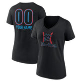 Miami Marlins Women's Personalized Name & Number Fastball V-Neck T-Shirt Near Me