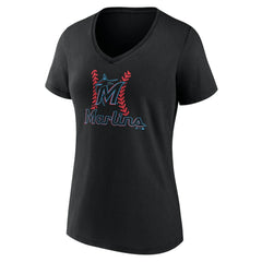 Miami Marlins Women's Personalized Name & Number Fastball V-Neck T-Shirt Near Me