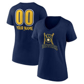 Milwaukee Brewers Women's Personalized Name & Number Fastball V-Neck T-Shirt Sale