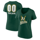 Athletics Women's Personalized Name & Number Fastball V-Neck T-Shirt for sale