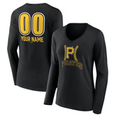 Pittsburgh Pirates Women's Personalized Name & Number Fastball Long Sleeve V-Neck T-Shirt On Sale
