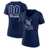 Tampa Bay Rays Women's Personalized Name & Number Fastball V-Neck T-Shirt On Sale
