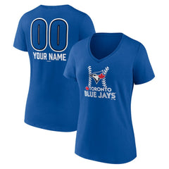 Toronto Blue Jays Women's Personalized Name & Number Fastball V-Neck T-Shirt Online