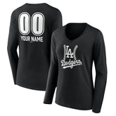 Los Angeles Dodgers Women's Personalized Name & Number Fastball Long Sleeve V-Neck T-Shirt for sale