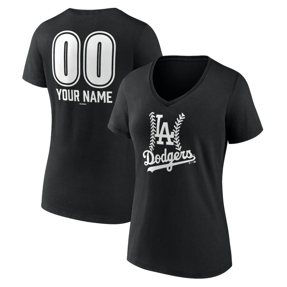 Los Angeles Dodgers Women's Personalized Name & Number Fastball V-Neck T-Shirt Online