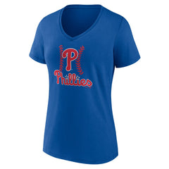 Philadelphia Phillies Women's Personalized Name & Number Fastball V-Neck T-Shirt Online
