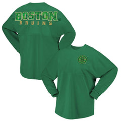 Boston Bruins Fanatics Women's St. Patrick's Day Spirit Jersey T-Shirt Kelly Green