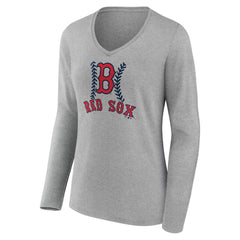 Boston Red Sox Women's Personalized Name & Number Fastball Long Sleeve V-Neck T-Shirt for sale