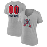 Boston Red Sox Women's Personalized Name & Number Fastball V-Neck T-Shirt for sale