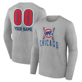 Chicago Cubs Personalized Name & Number Fastball Long Sleeve T-Shirt Sale