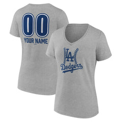 Los Angeles Dodgers Women's Personalized Name & Number Fastball V-Neck T-Shirt On Sale