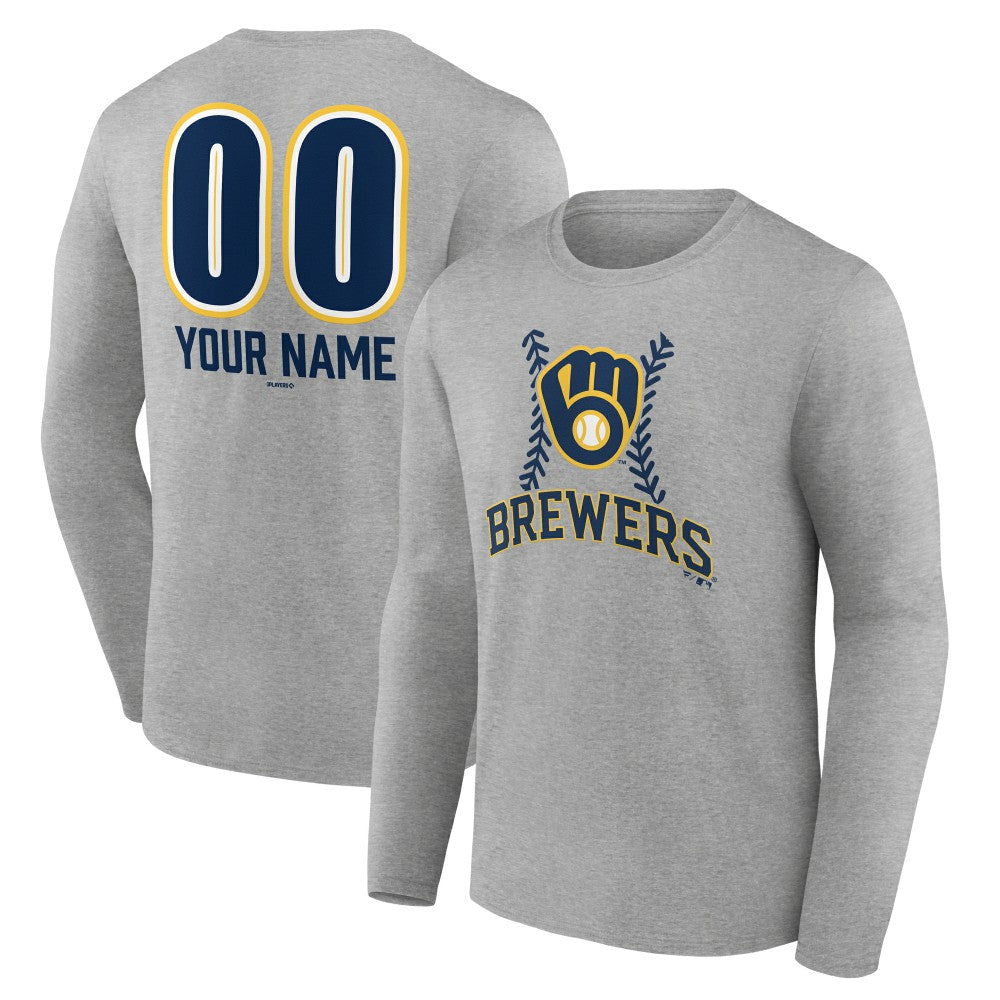 Milwaukee Brewers Personalized Name & Number Fastball Long Sleeve T-Shirt Near Me