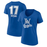 Shohei Ohtani Los Angeles Dodgers Women's Fastball Player Name & Number V-Neck T-Shirt Sale