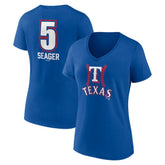 Corey Seager Texas Rangers Women's Fastball Player Name & Number V-Neck T-Shirt Lifestyle