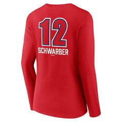 Kyle Schwarber Philadelphia Phillies Women's Fastball Player Name & Number Long Sleeve V-Neck T-Shirt Clearance