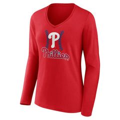 Trea Turner Philadelphia Phillies Women's Fastball Player Name & Number Long Sleeve V-Neck T-Shirt Near Me