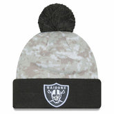 Las Vegas Raiders New Era 2024 Salute To Service Digital Camo Cuffed Knit Hat with Pom White/Graphite - NFL
