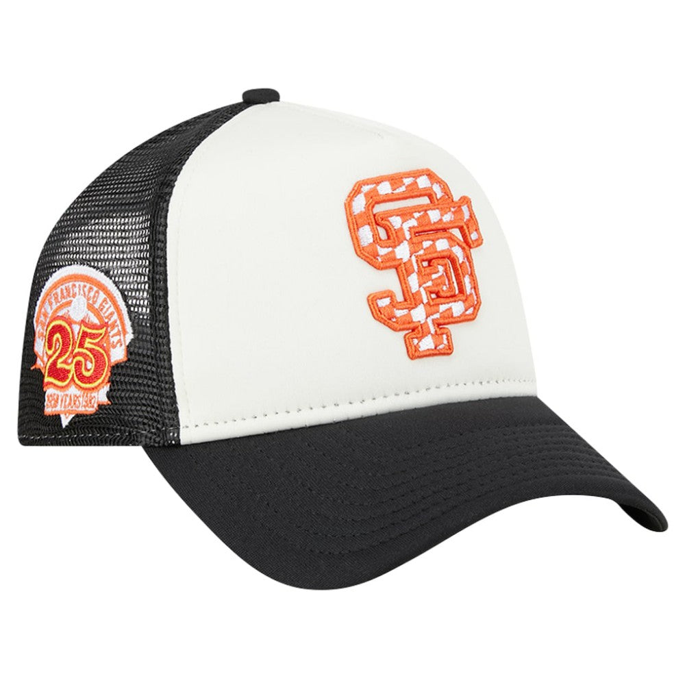 San Francisco Giants New Era Checkered Flag A-Frame Trucker 9FORTY Adjustable Hat Lifestyle