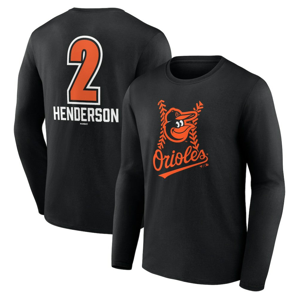 Gunnar Henderson Baltimore Orioles Fastball Player Name & Number Long Sleeve T-Shirt Sale