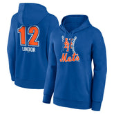 Francisco Lindor New York Mets Women's Fastball Player Name & Number Pullover Hoodie Lifestyle