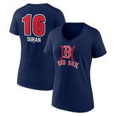 Jarren Duran Boston Red Sox Women's Fastball Player Name & Number V-Neck T-Shirt Near Me