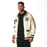 Boston Bruins The Wild Collective Unisex Jacquard Full-Zip Sweater Cream