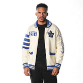 Toronto Maple Leafs - The Wild Collective Unisex Jacquard Full-Zip Sweater Cream