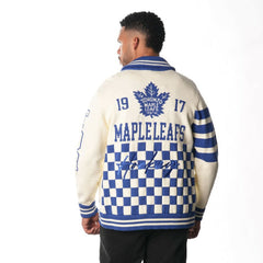 Toronto Maple Leafs - The Wild Collective Unisex Jacquard Full-Zip Sweater Cream